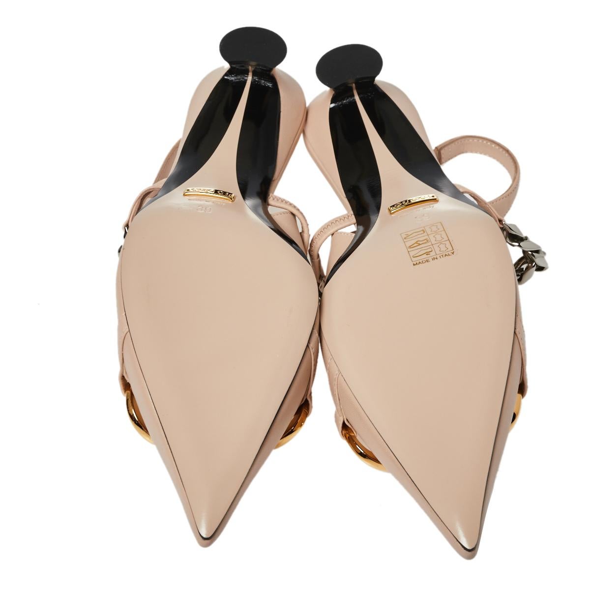Women's Gucci Beige Leather Horsebit Pointed Toe Slingback Sandals Size 39
