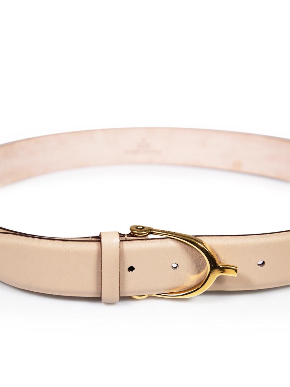 Women's Gucci Beige Leather Hoursebit Belt For Sale