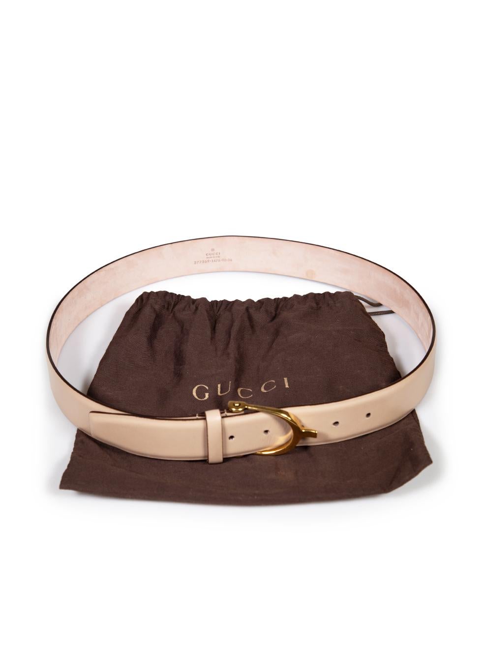 Gucci Beige Leather Hoursebit Belt For Sale 4