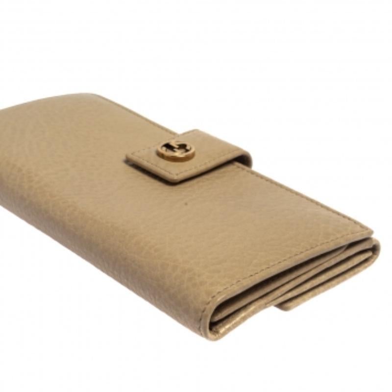 Gucci Beige Leather Interlocking G Continental Wallet For Sale 3