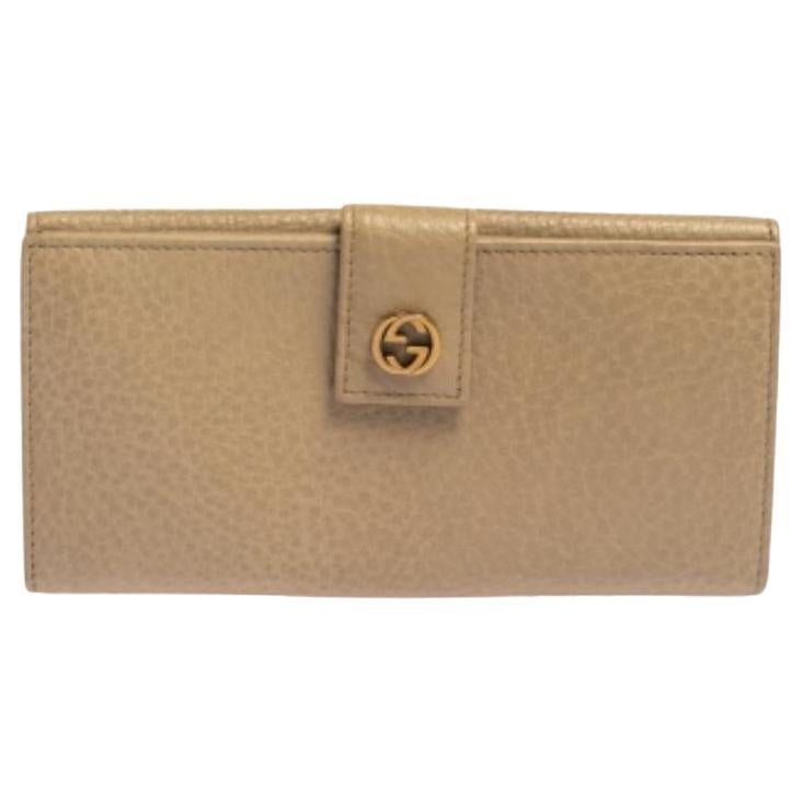 Gucci Beige Leather Interlocking G Continental Wallet For Sale