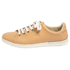 Gucci Beige Leather Lace Up Low Top Sneakers Size 36