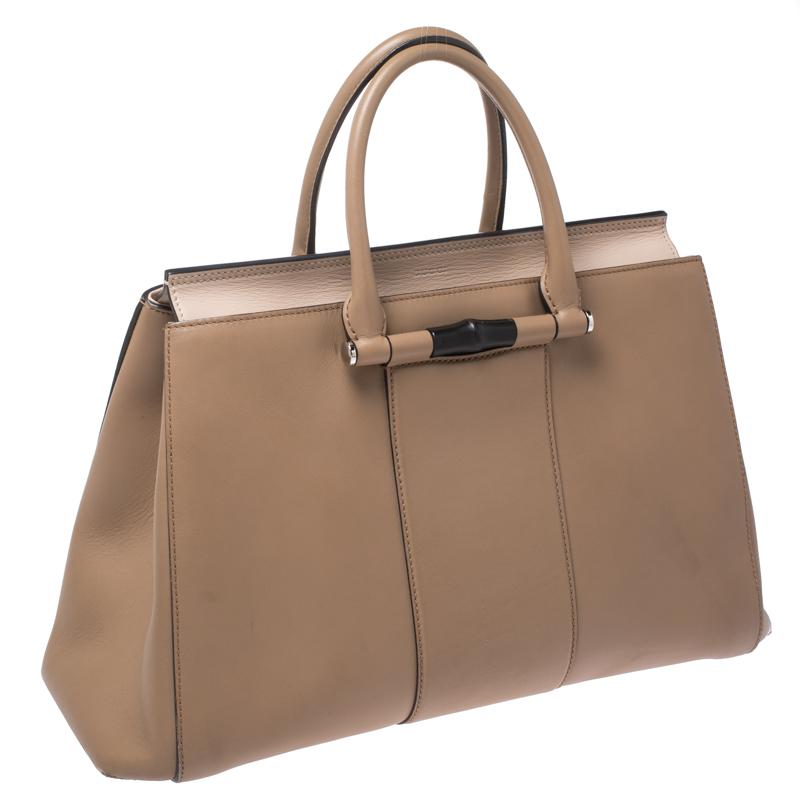 Gucci Beige Leather Lady Bamboo Top Handle Bag 5