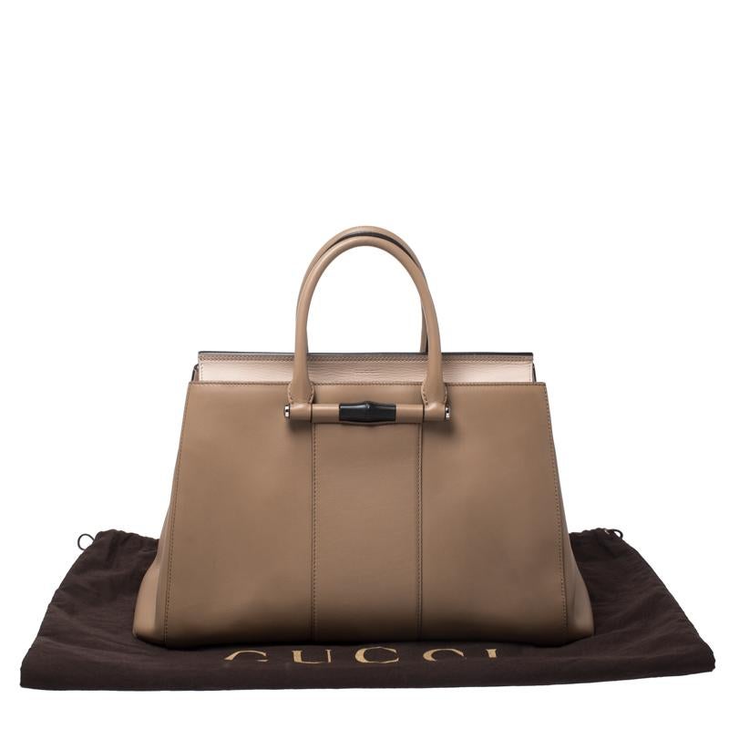 Gucci Beige Leather Lady Bamboo Top Handle Bag 7