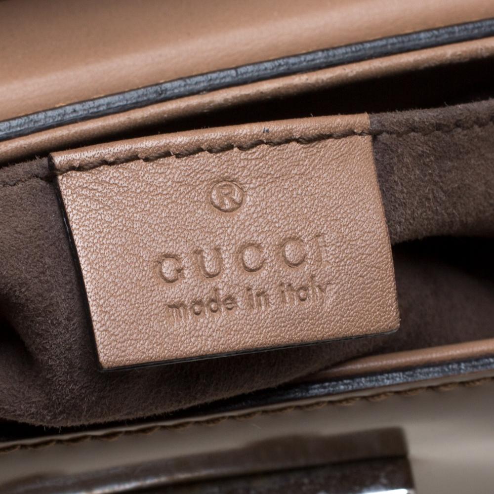 Gucci Beige Leather Lady Lock Bamboo Top Handle Bag In Good Condition In Dubai, Al Qouz 2