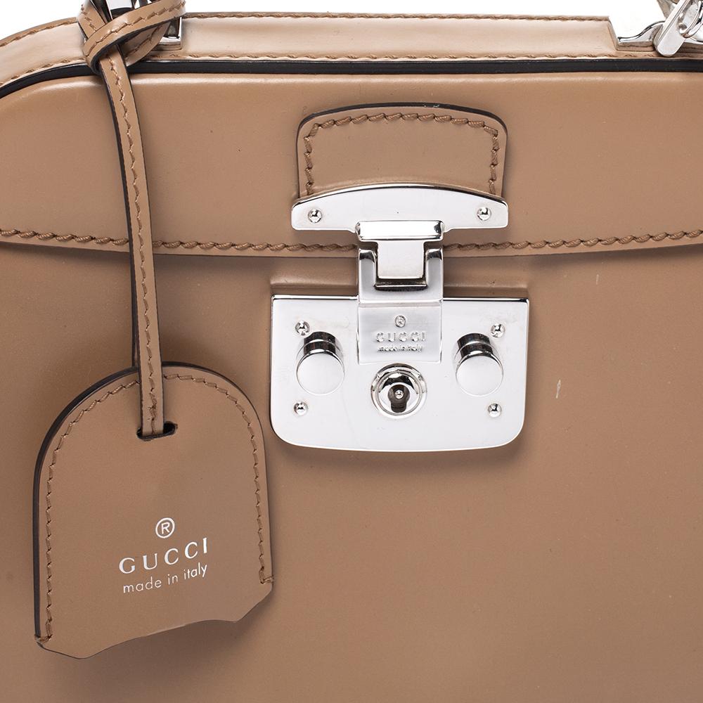 Gucci Beige Leather Lady Lock Bamboo Top Handle Bag 4