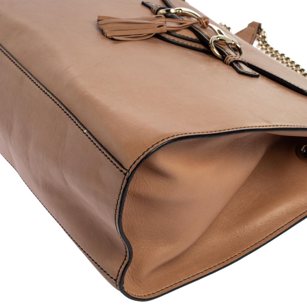 Gucci Beige Leather Large Emily Chain Shoulder Bag 1