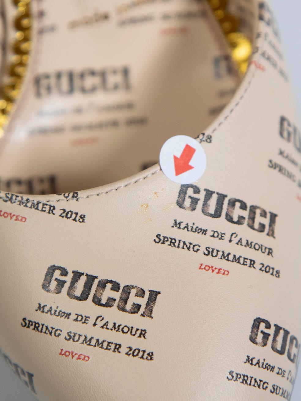 Gucci talons d'orsay en cuir beige Malaga Kid Daisy Taille IT 36 en vente 1