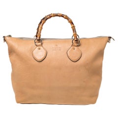 Gucci Beige Leather Medium Bamboo Shopper Tote