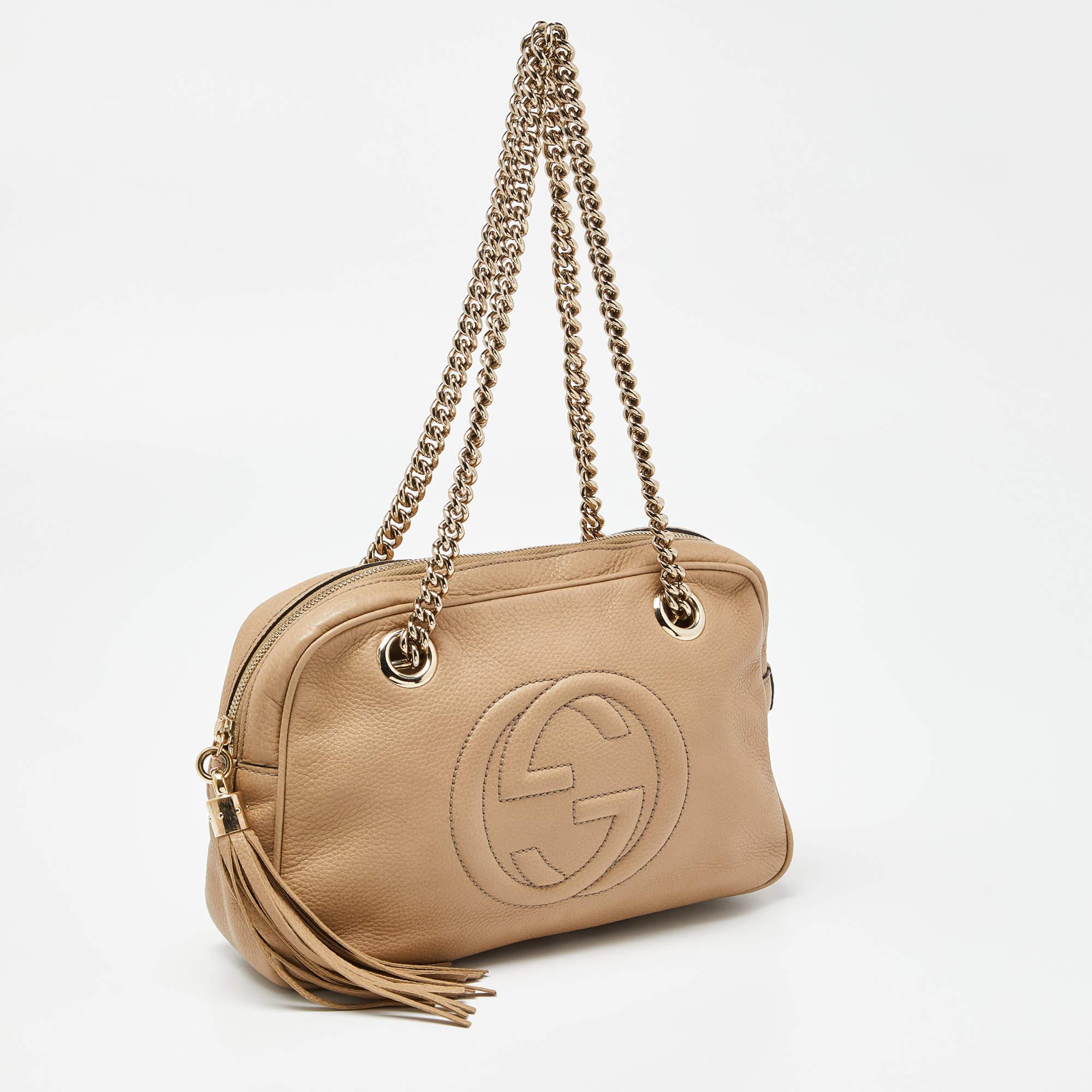 Women's Gucci Beige Leather Medium Soho Chain Shoulder Bag For Sale