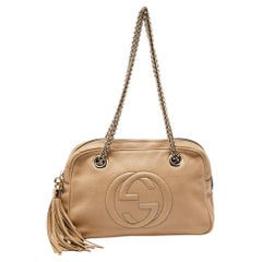 Used Gucci Beige Leather Medium Soho Chain Shoulder Bag