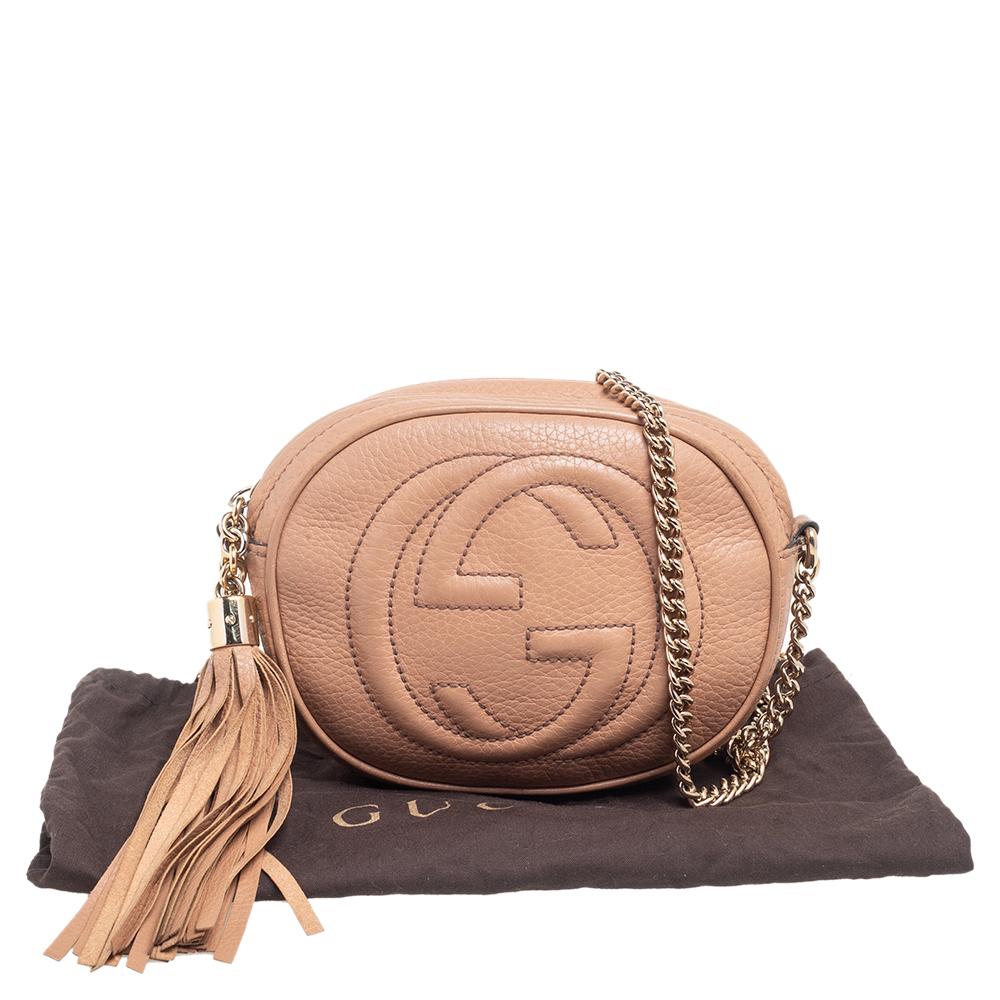 Gucci Beige Leather Mini Soho Disco Chain Crossbody Bag 5