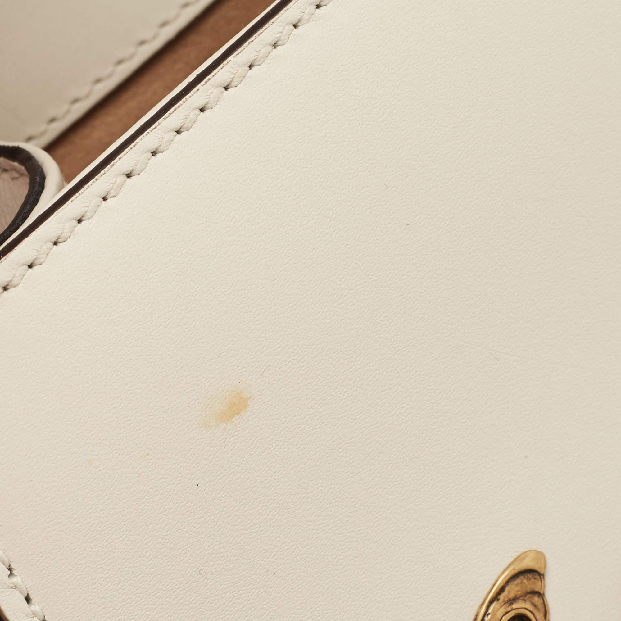 Gucci Beige Leather Mini Sylvie Animal Stud Embellished Top Handle Bag 8