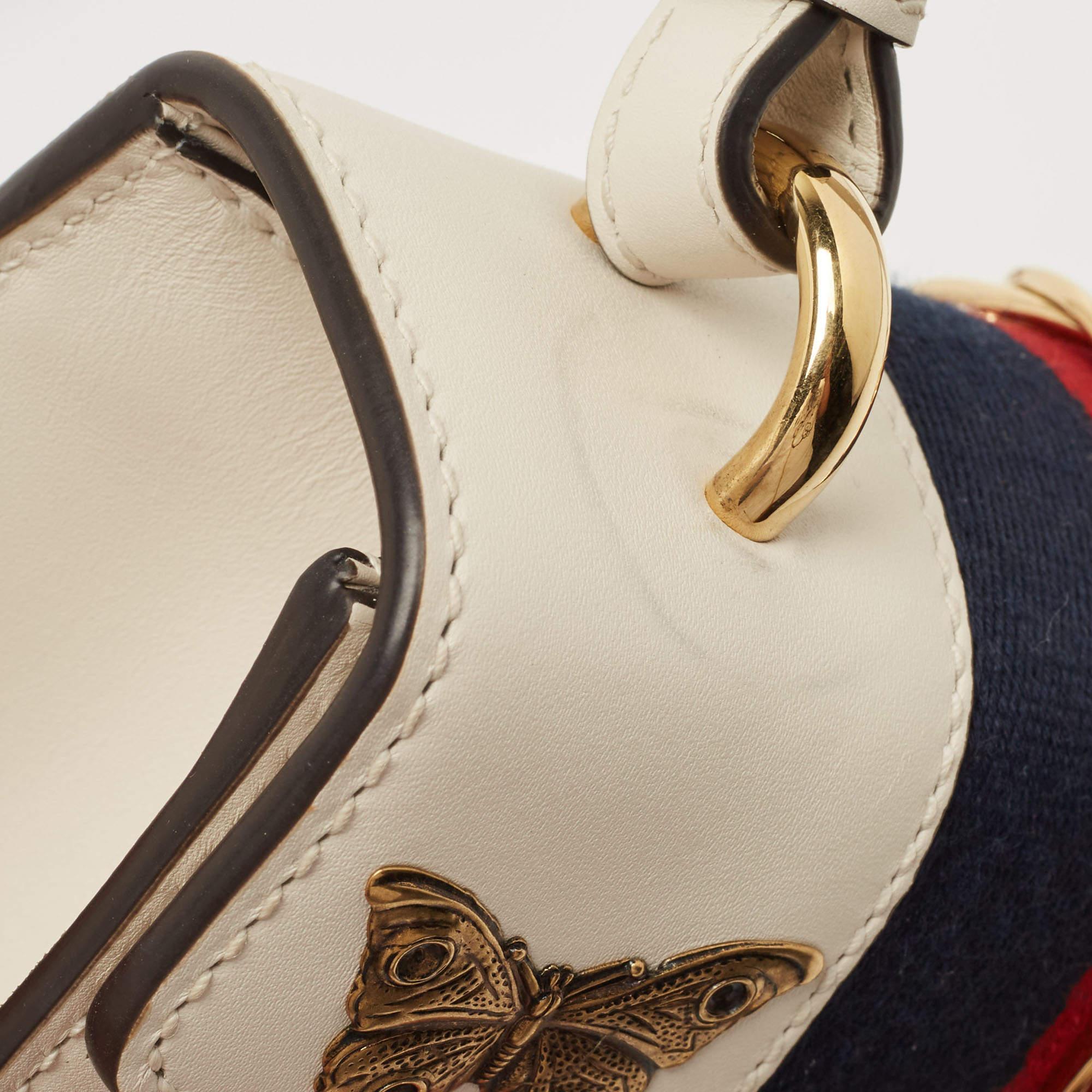 Gucci Beige Leather Mini Sylvie Animal Stud Embellished Top Handle Bag 9