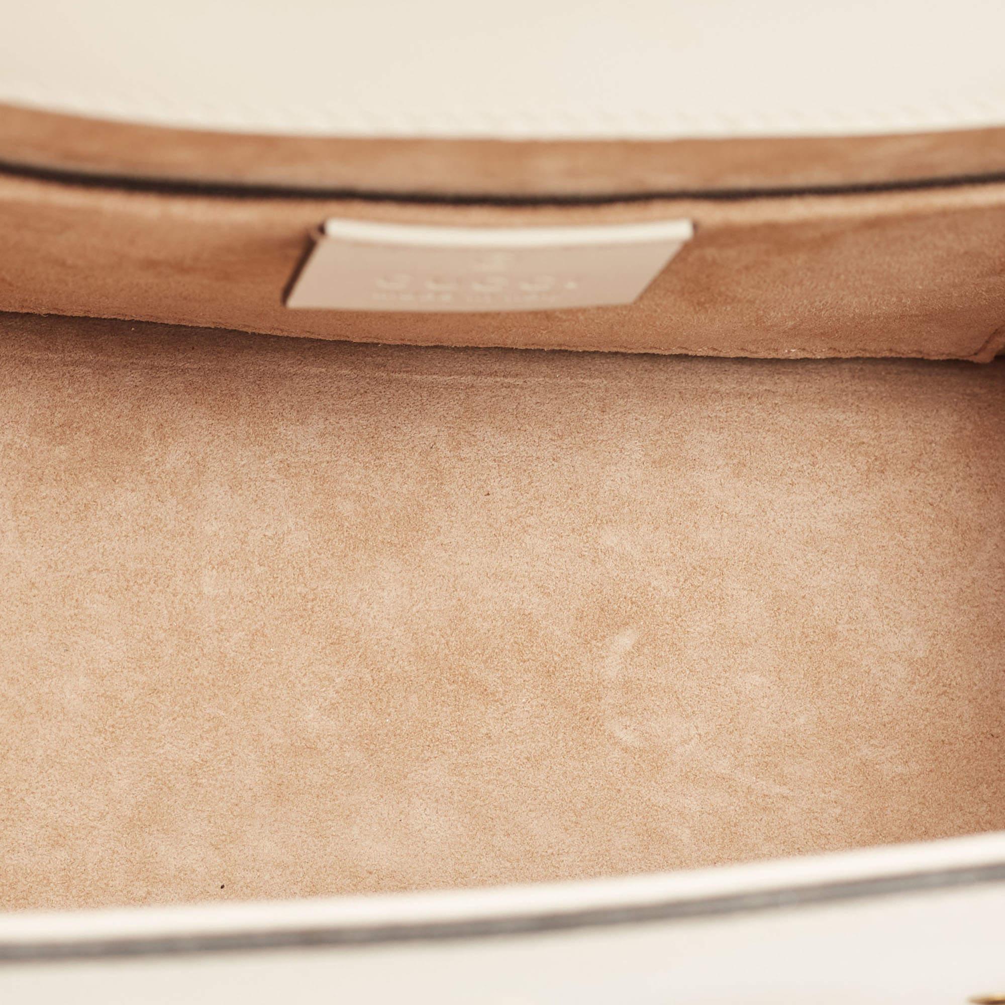 Gucci Beige Leather Mini Sylvie Animal Stud Embellished Top Handle Bag 10