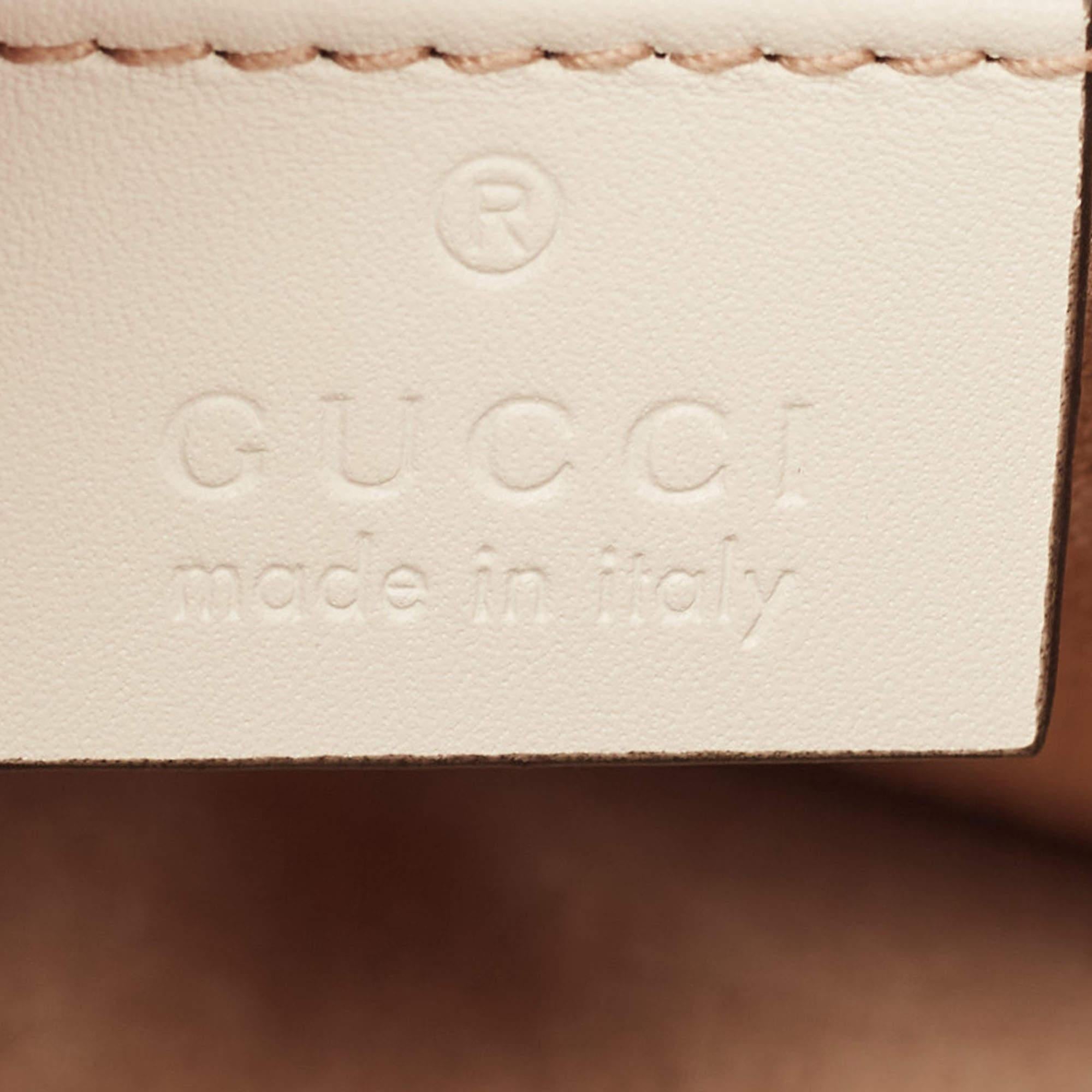 Gucci Beige Leather Mini Sylvie Animal Stud Embellished Top Handle Bag 4