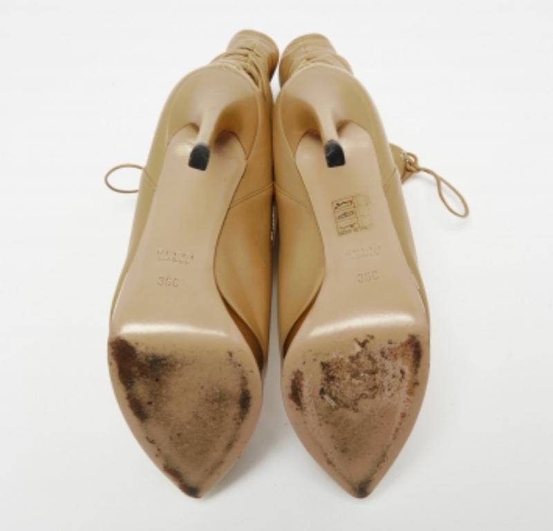 Gucci Stivaletti con plateau in pelle beige misura 36 in vendita 3