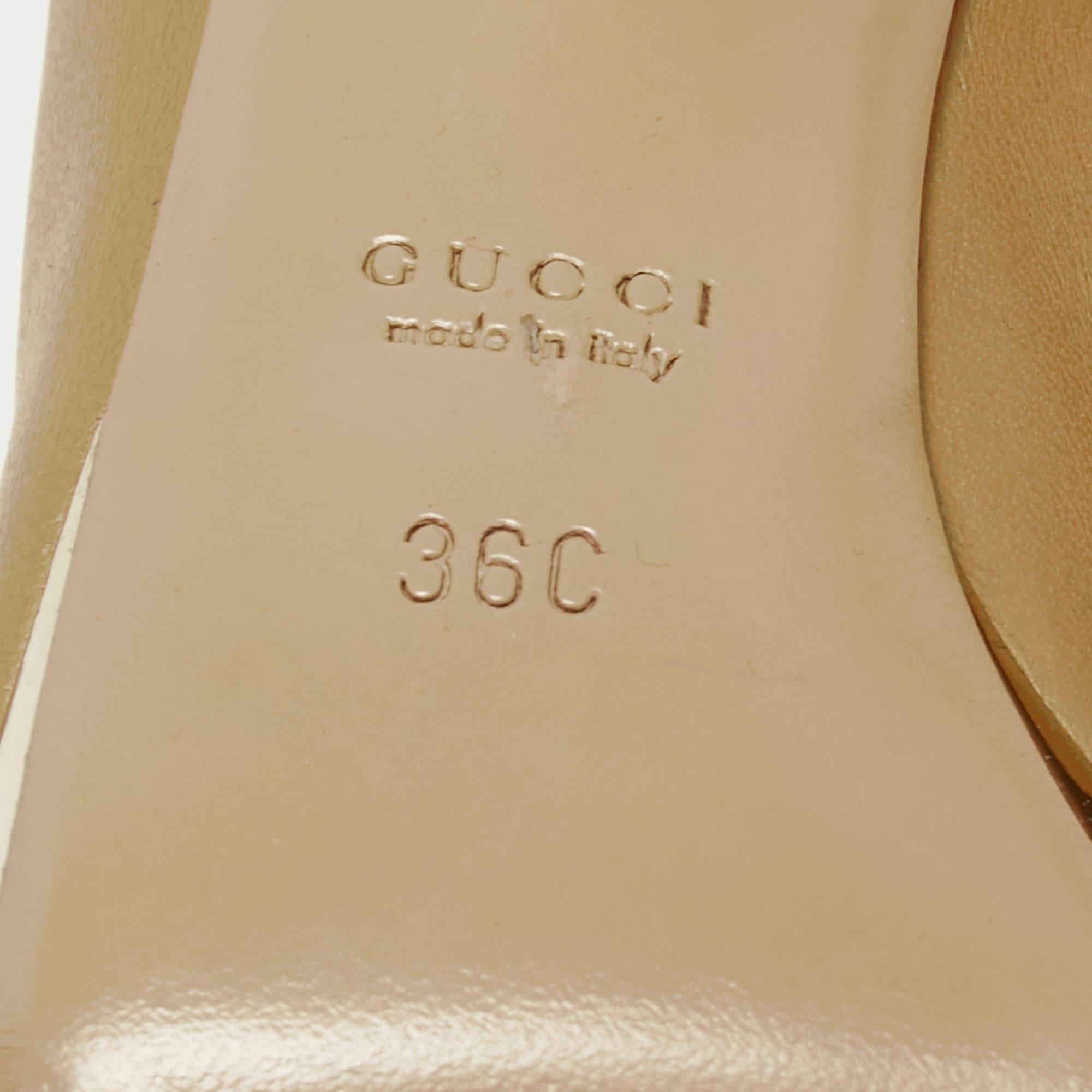 Beige Leder Plateau-Stiefeletten von Gucci Größe 36 im Angebot 4