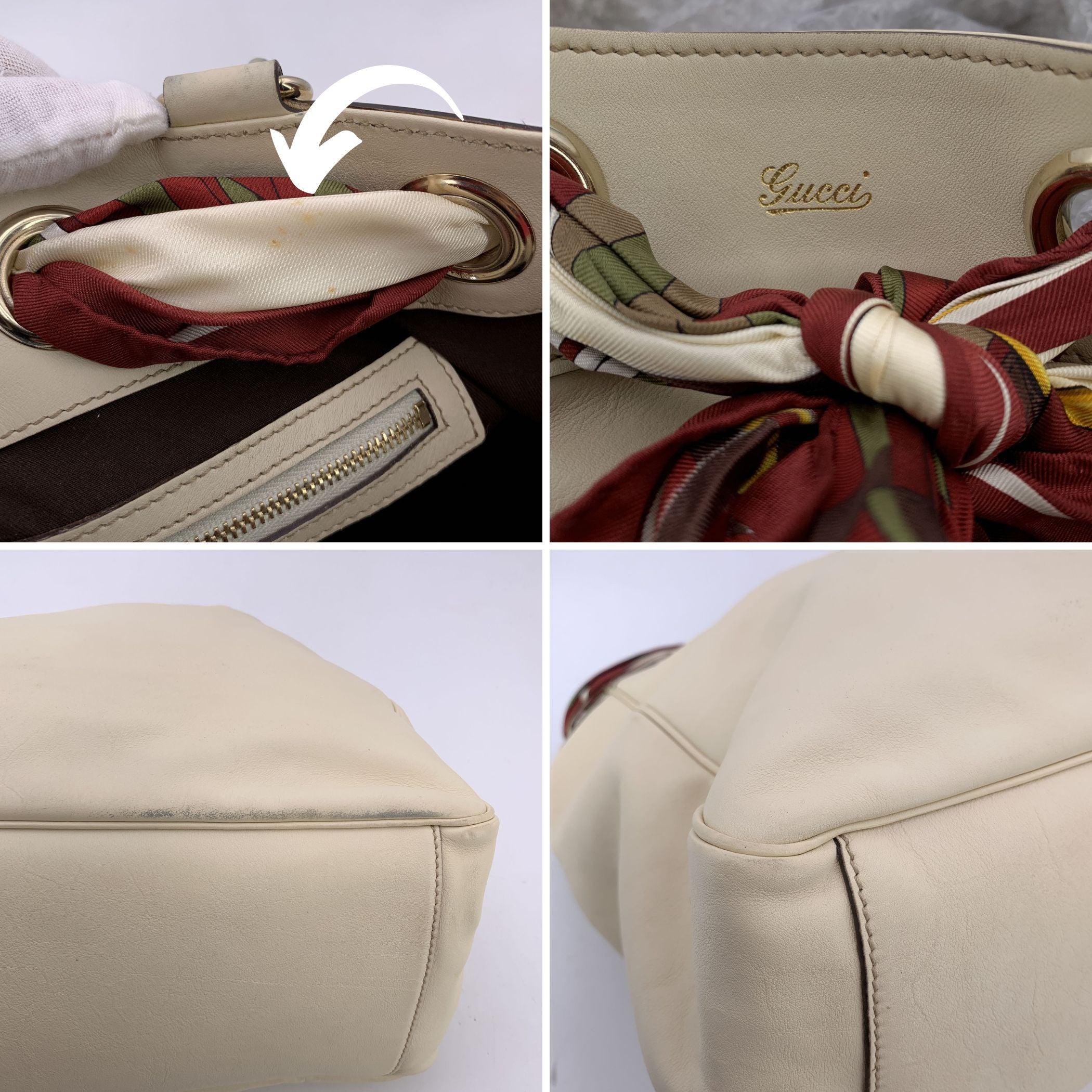 Gucci Beige Leather Positano Tote Bag with Silk Scarf 1