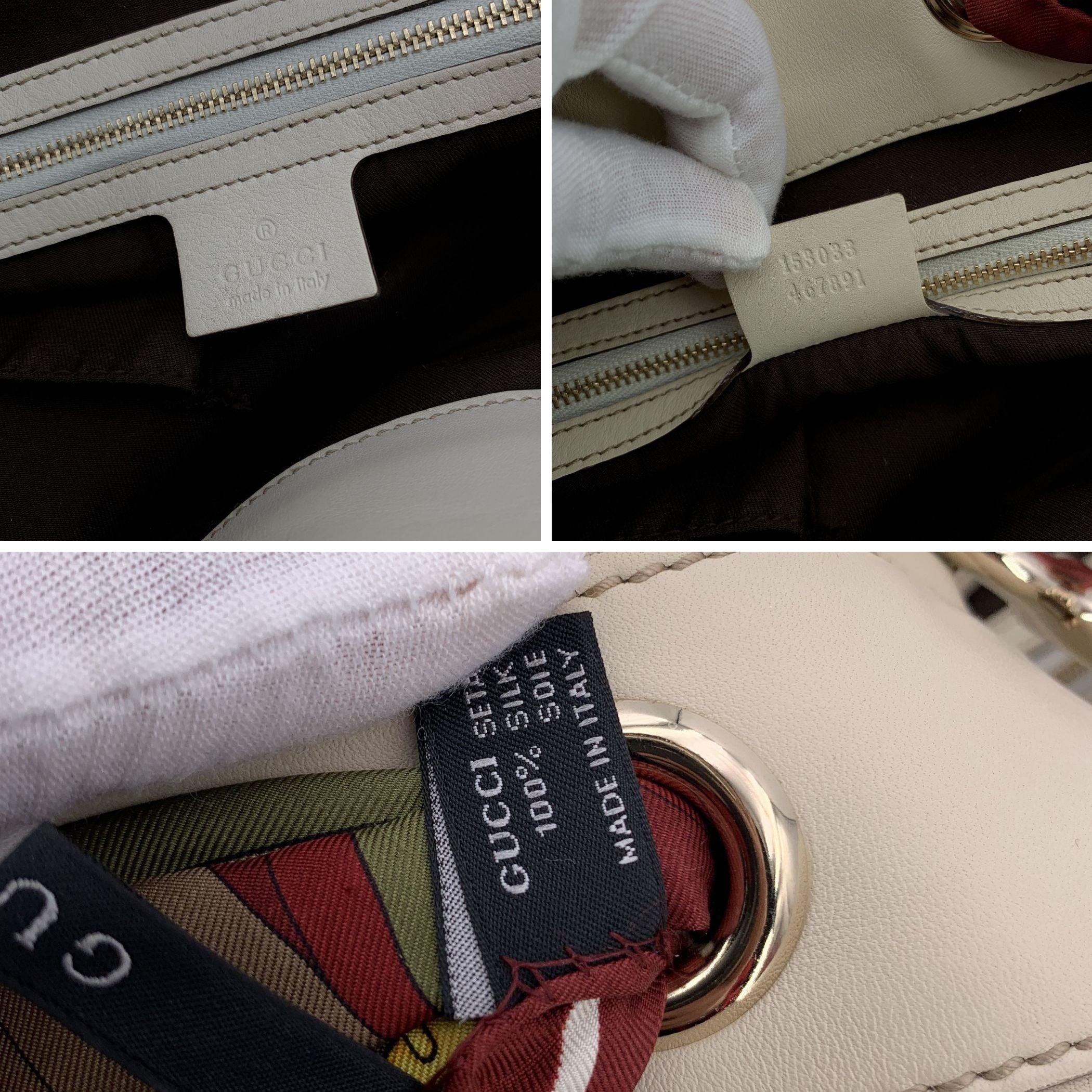 Gucci Beige Leather Positano Tote Bag with Silk Scarf 3