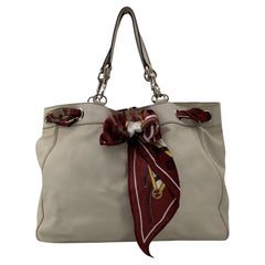 Gucci Beige Leather Positano Tote Bag with Silk Scarf