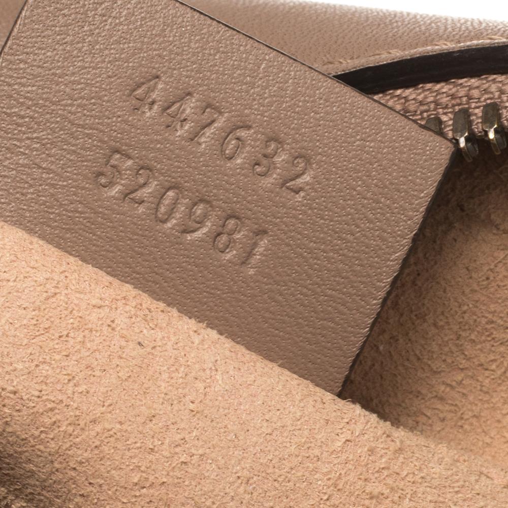 Gucci Beige Leder Small Nieten und Perlen verschönert GG Marmont Umhängetasche 5