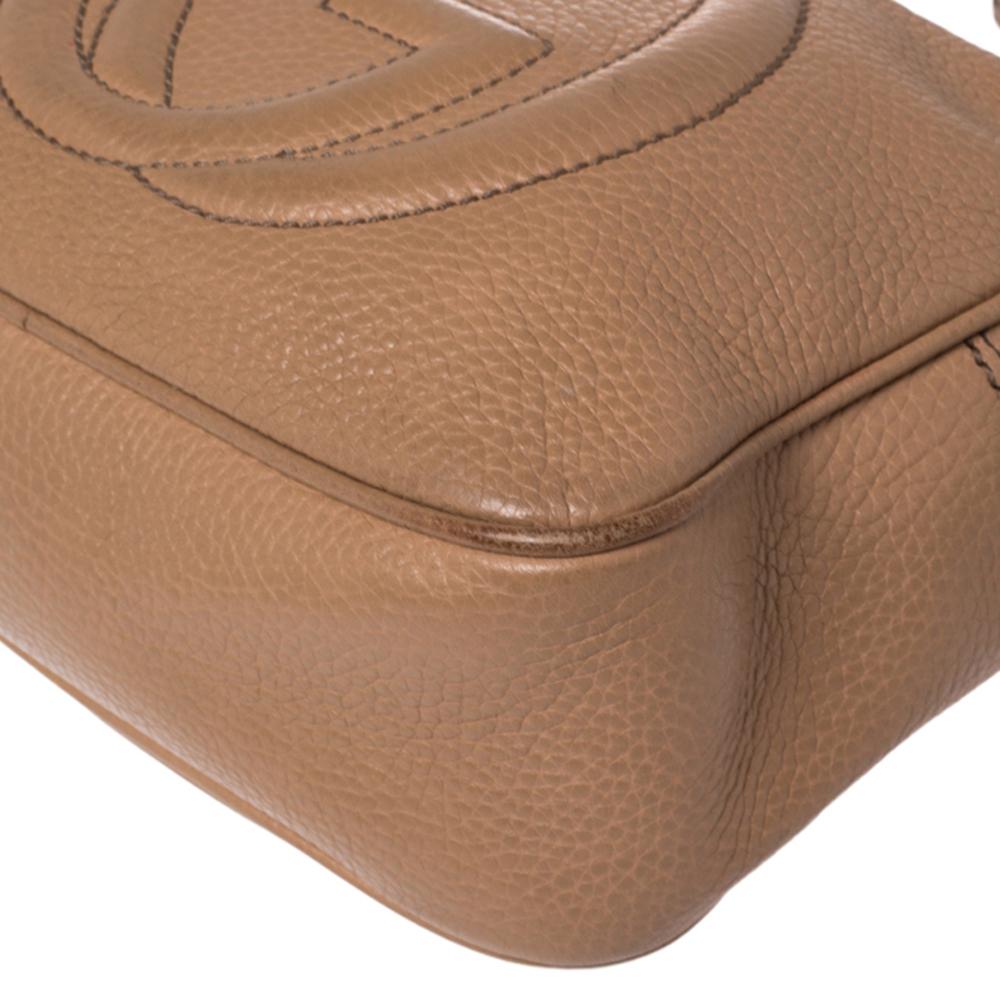 Gucci Beige Leather Soho Disco Crossbody Bag 3