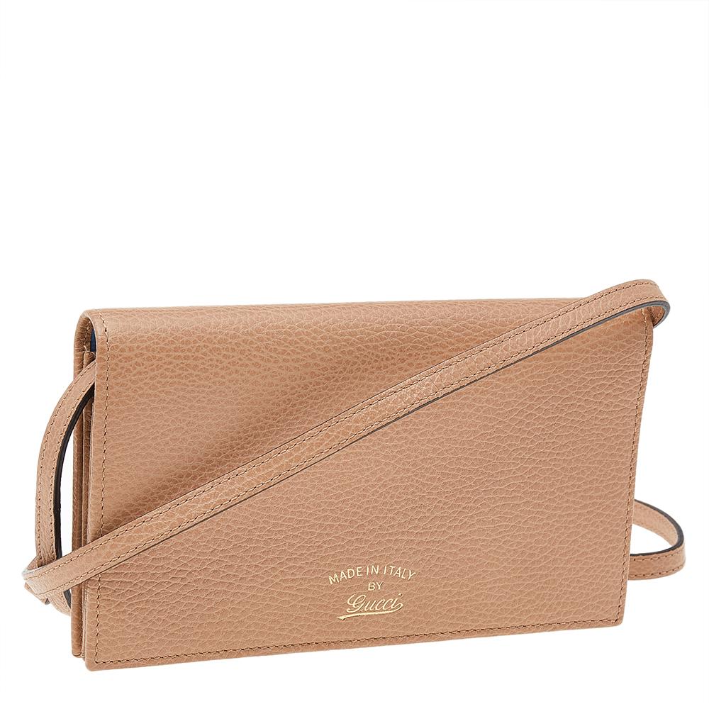 Women's Gucci Beige Leather Swing Wallet Shoulder bag