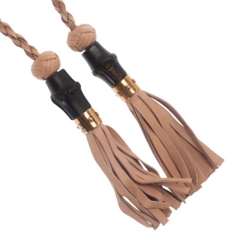 Gucci Beige Leather Tassel Waist Belt 80CM at 1stDibs