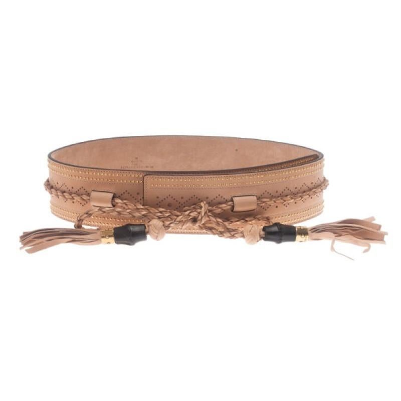 Gucci Beige Leather Tassel Waist Belt 80CM at 1stDibs