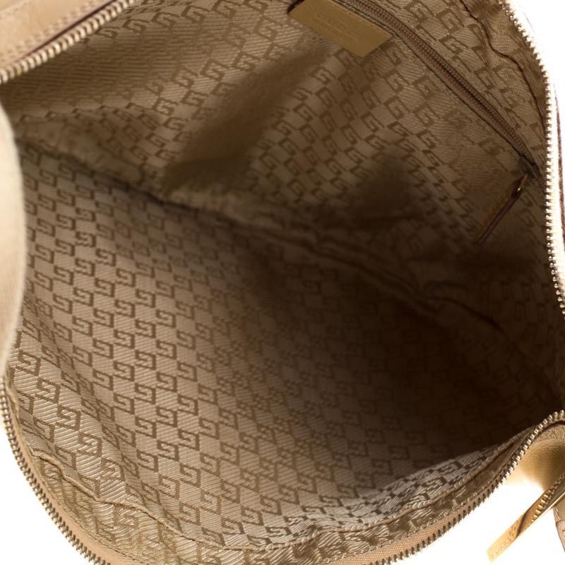 Gucci Beige Leather Web Strap Hobo 2