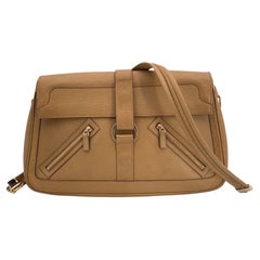 Bolso de hombro con cremallera de piel beige Gucci