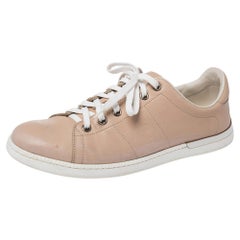 Used Gucci Beige Low Top Lace Sneakers Size 37.5