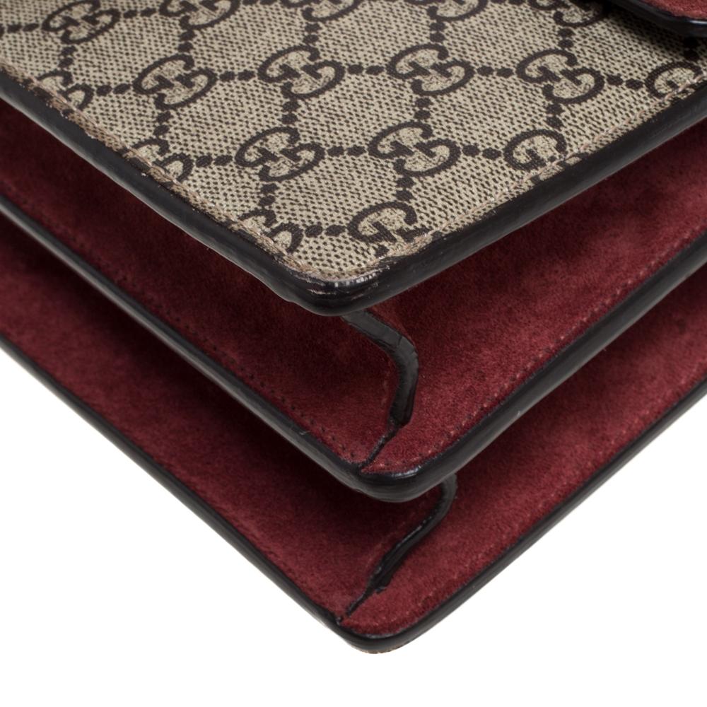 Gucci Beige/Maroon GG Supreme Blooms Canvas Small Dionysus Shoulder Bag 5