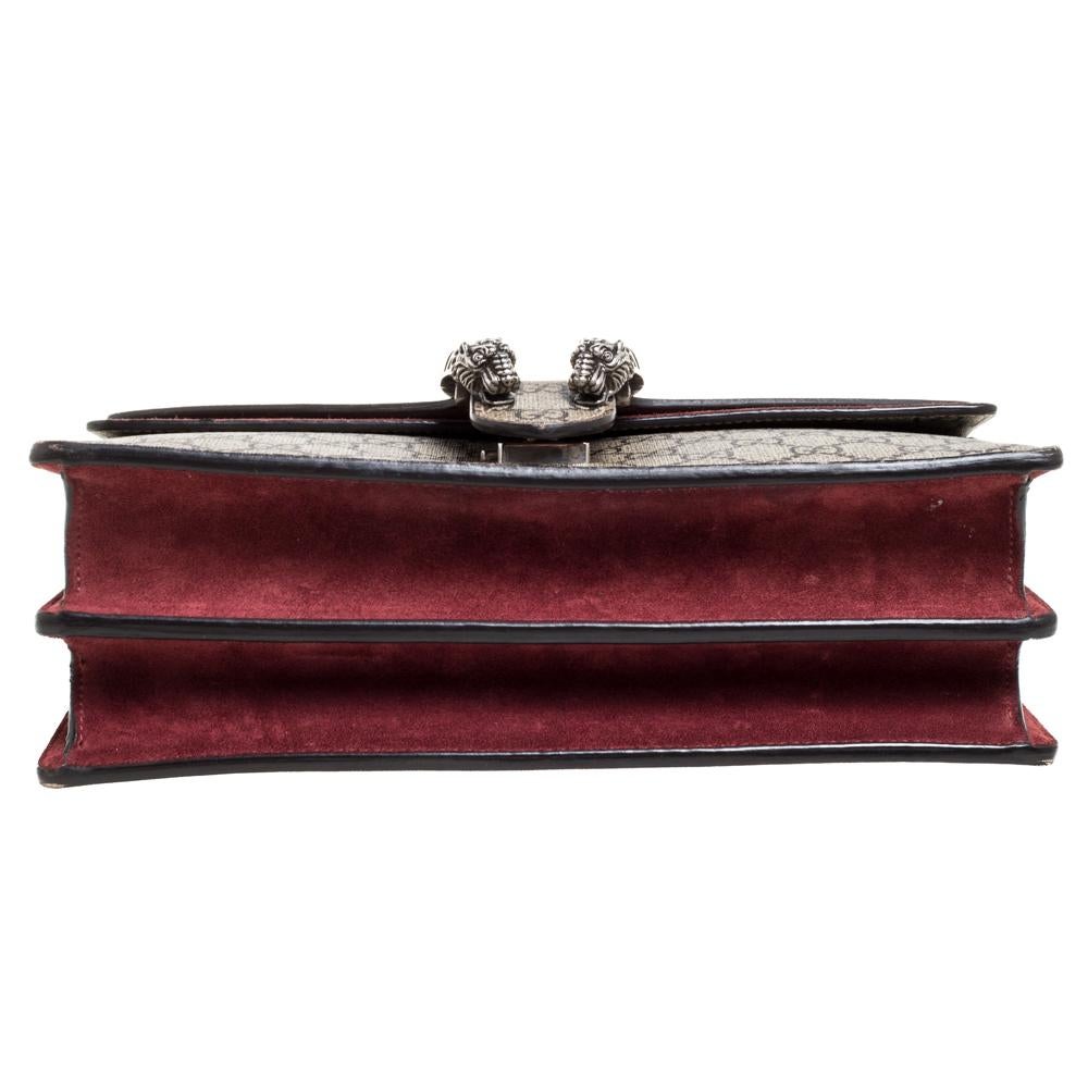 Gucci Beige/Maroon GG Supreme Blooms Canvas Small Dionysus Shoulder Bag In Good Condition In Dubai, Al Qouz 2
