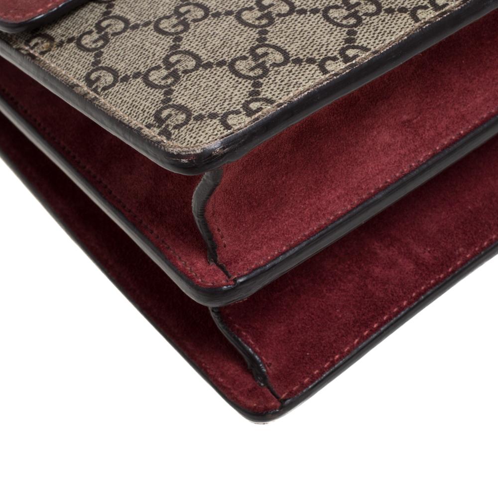 Gucci Beige/Maroon GG Supreme Blooms Canvas Small Dionysus Shoulder Bag 3