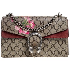 Gucci Beige/Maroon GG Supreme Blooms Canvas Small Dionysus Shoulder Bag