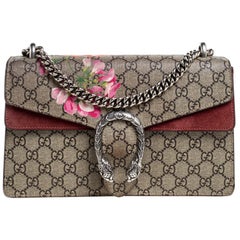 Gucci Beige/Marron GG Supreme Blooms Petit sac à bandoulière Dionysus en toile