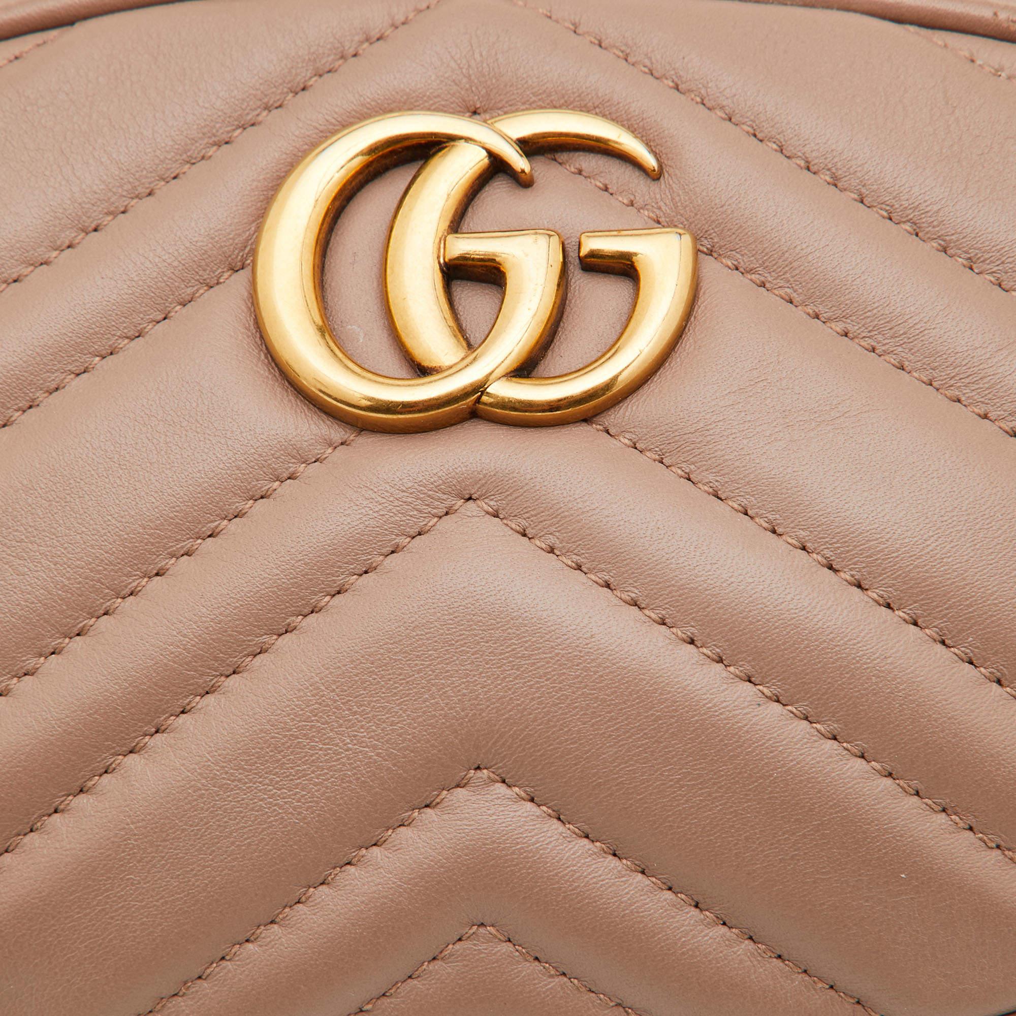 Gucci Beige Matelassé Leather GG Marmont Belt Bag 8