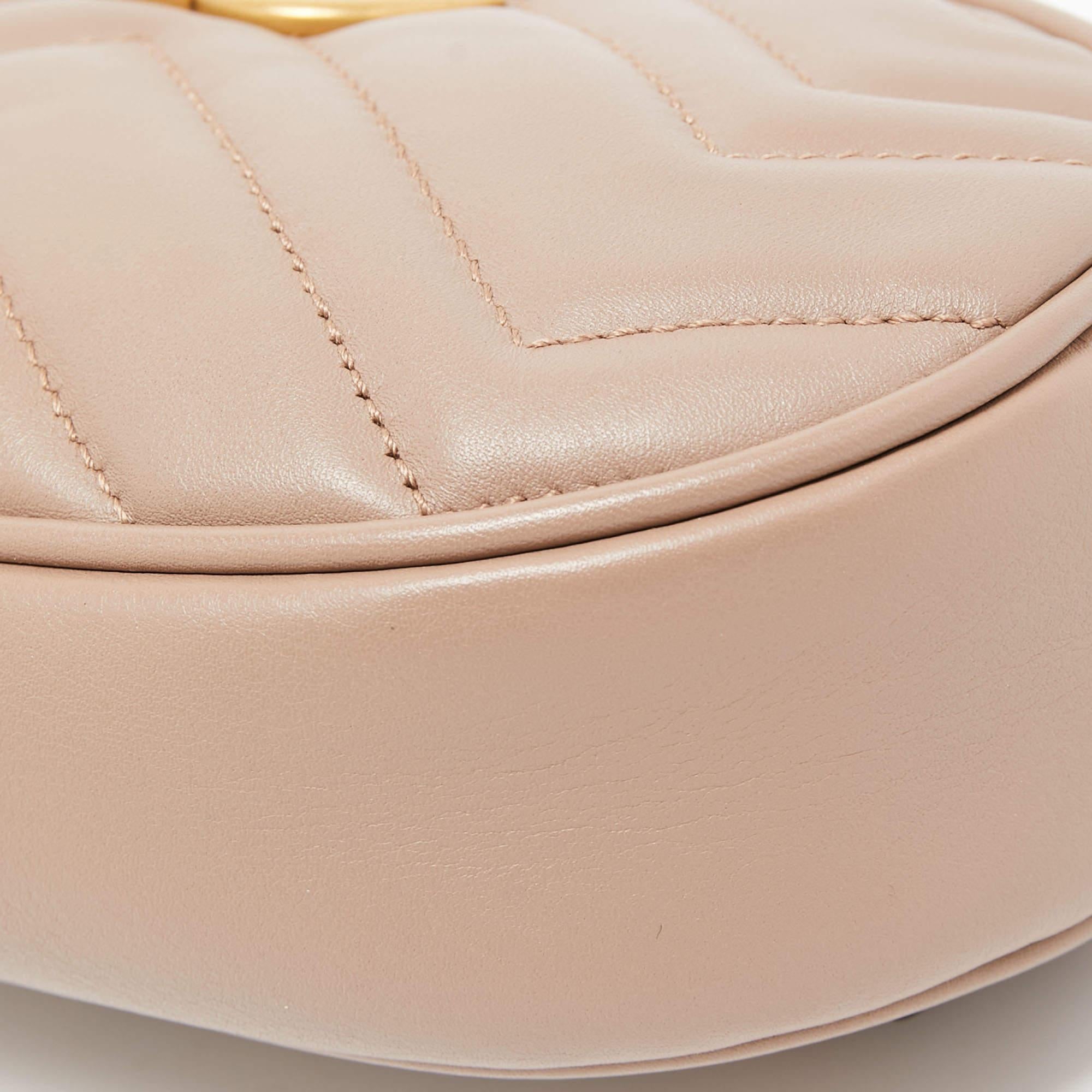 Women's Gucci Beige Matelassé Leather GG Marmont Belt Bag