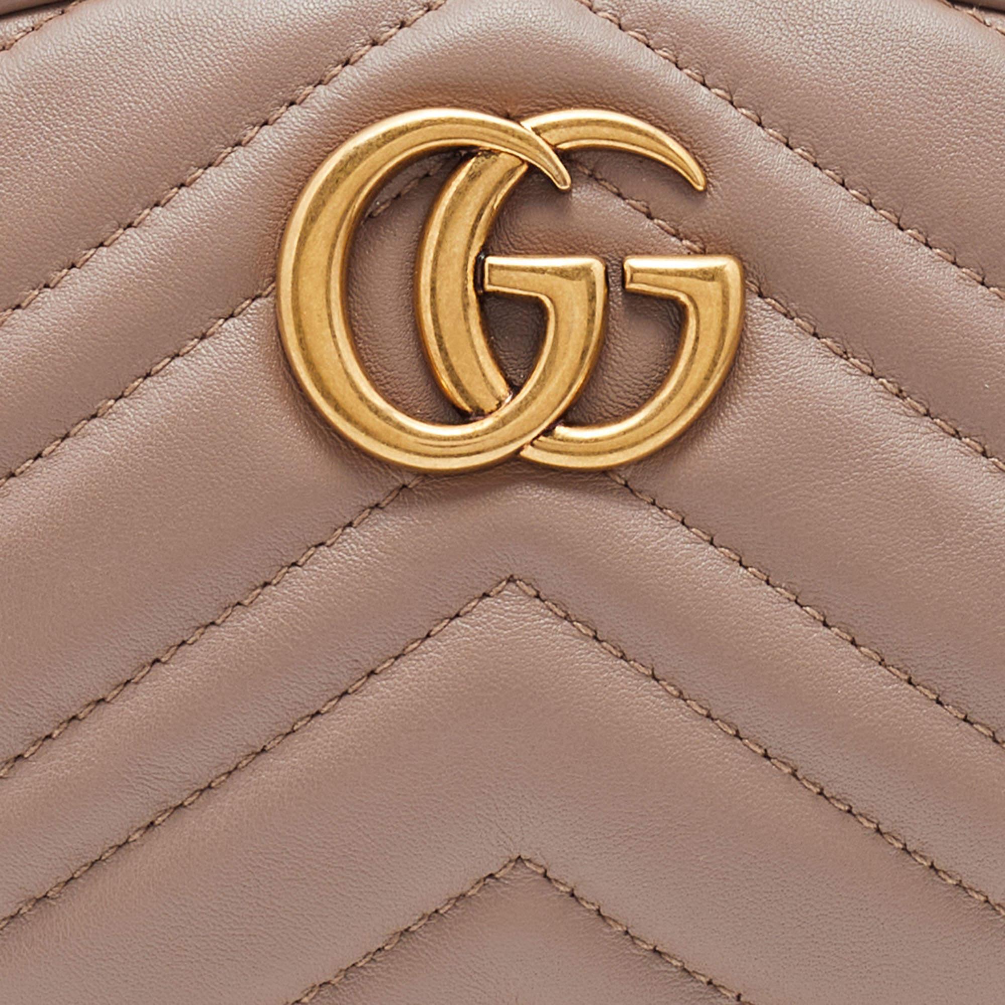 Gucci Beige Matelassé Leather GG Marmont Belt Bag 2
