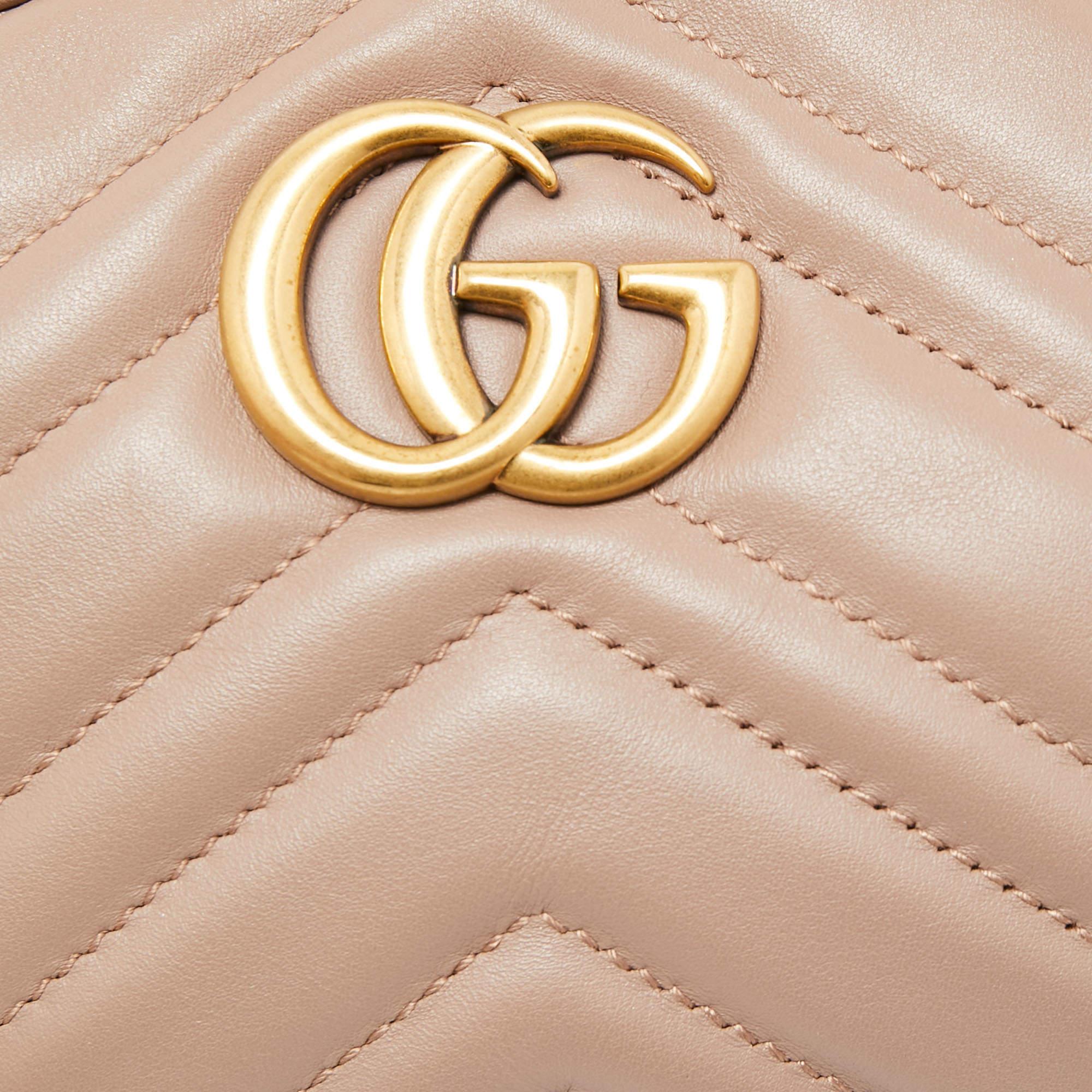 Gucci Beige Matelassé Leather GG Marmont Belt Bag 4