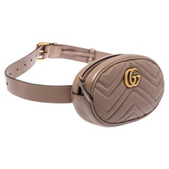 Gucci Beige Matelasse Leather GG Marmont Belt Bag