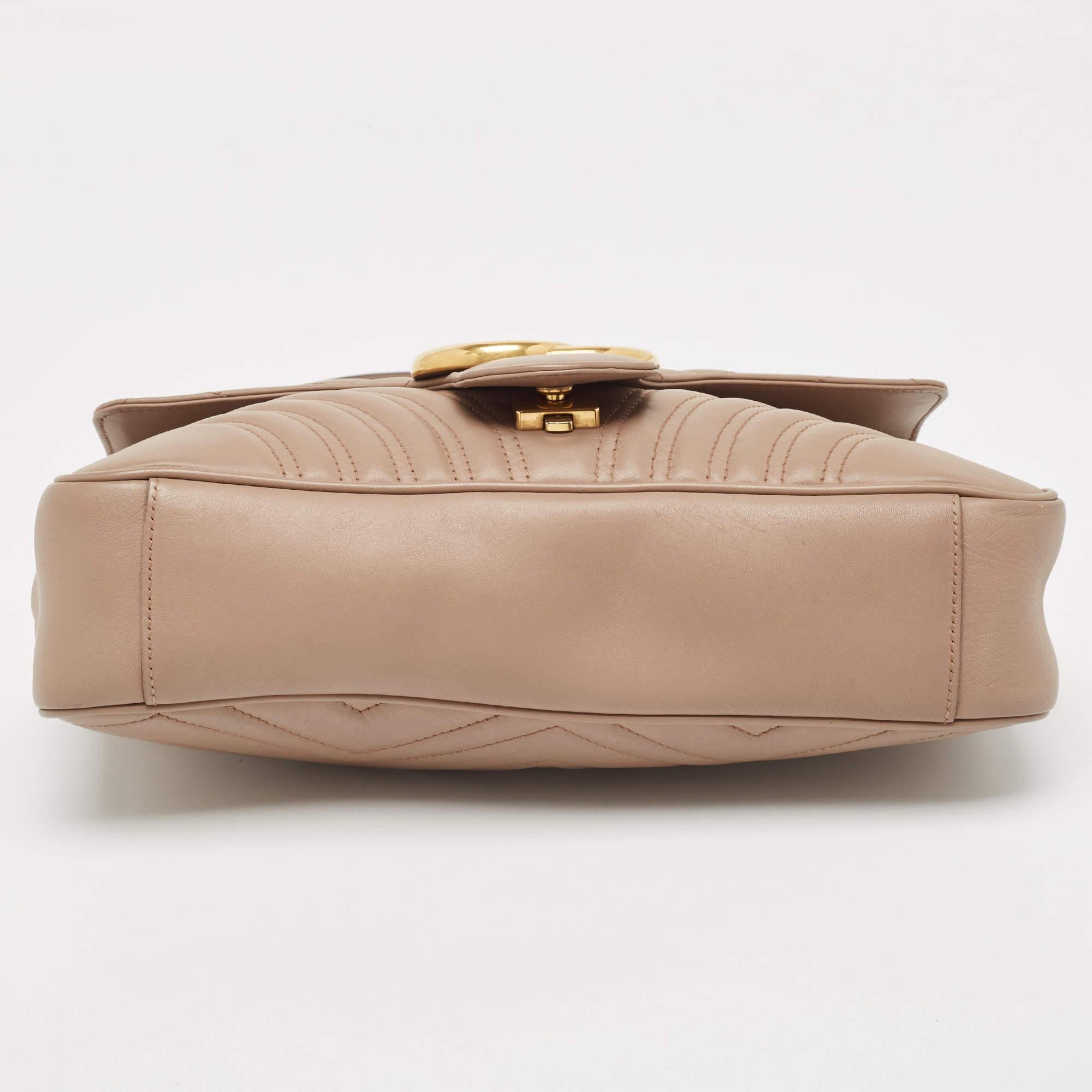 Gucci Beige Matelassé Leather Medium GG Marmont Shoulder Bag 6