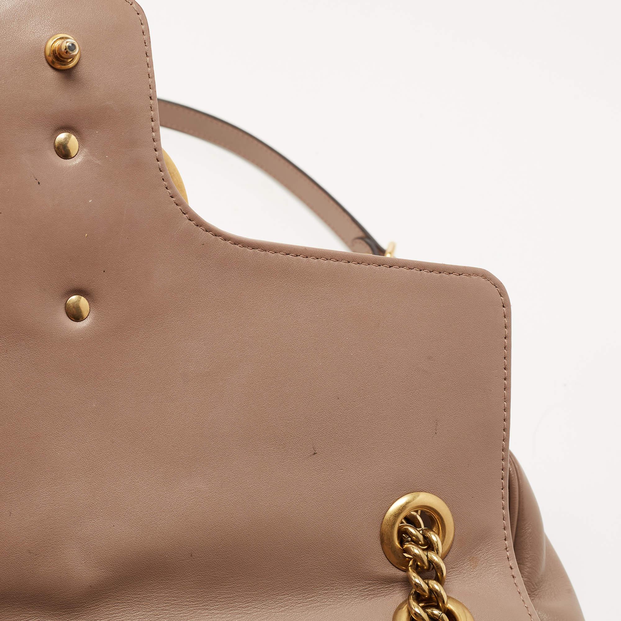 Gucci Beige Matelassé Leather Medium GG Marmont Shoulder Bag 10