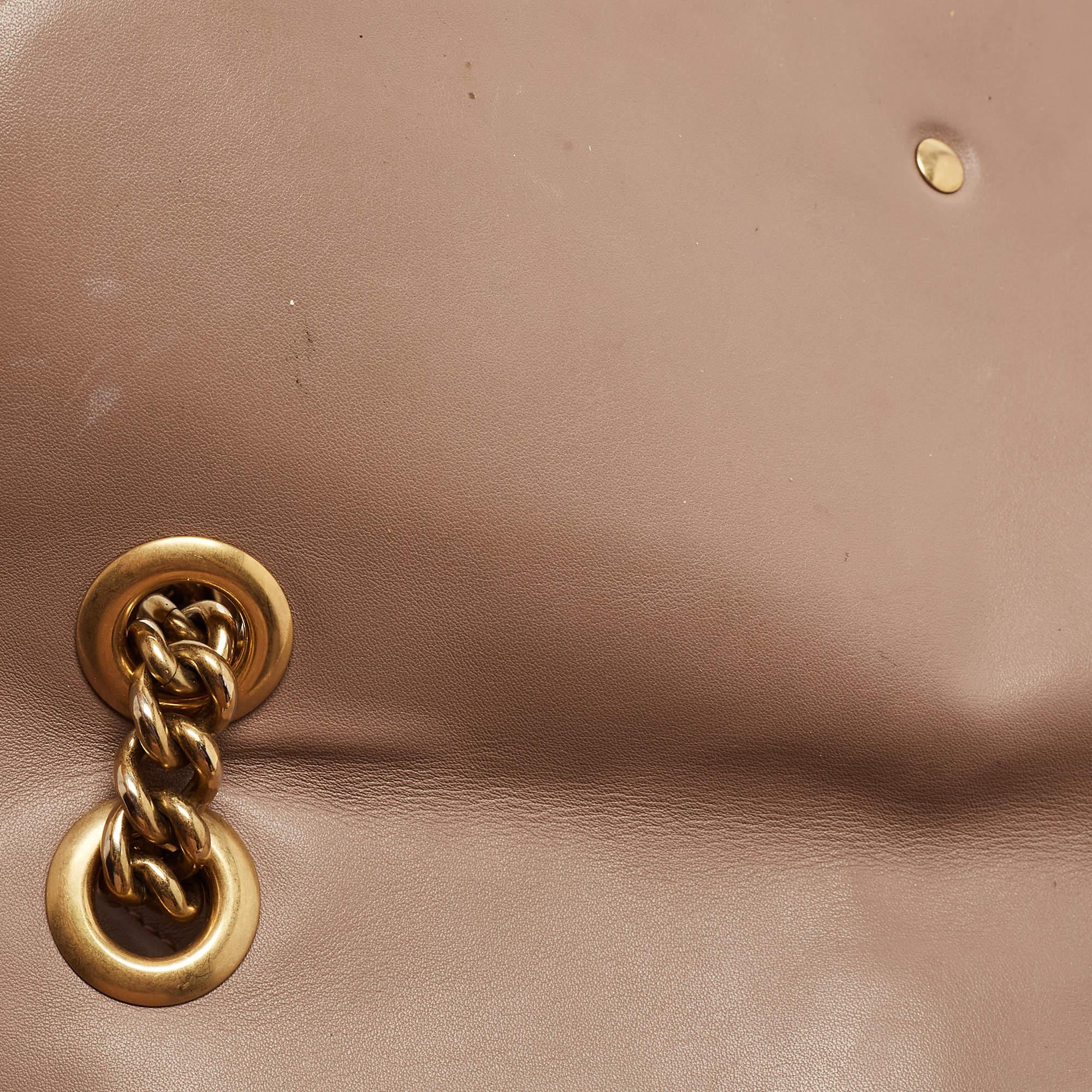 Gucci Beige Matelassé Leather Medium GG Marmont Shoulder Bag 11