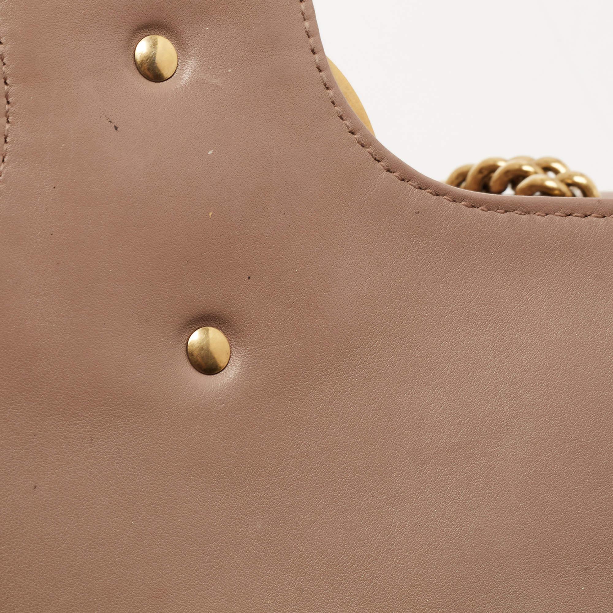 Gucci Beige Matelassé Leather Medium GG Marmont Shoulder Bag 14
