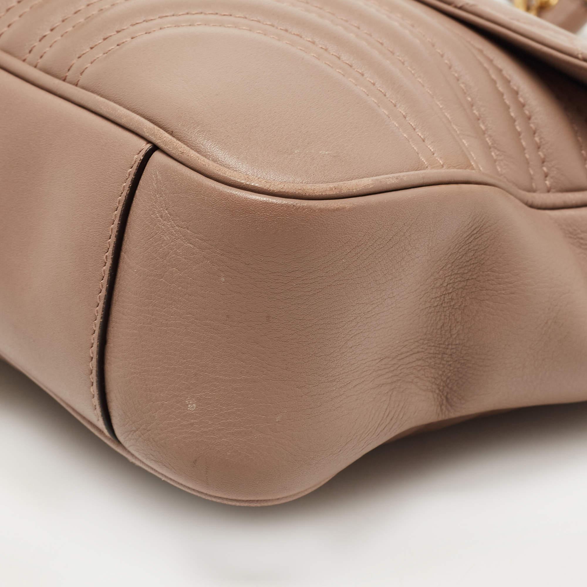 Gucci Beige Matelassé Leather Medium GG Marmont Shoulder Bag 3