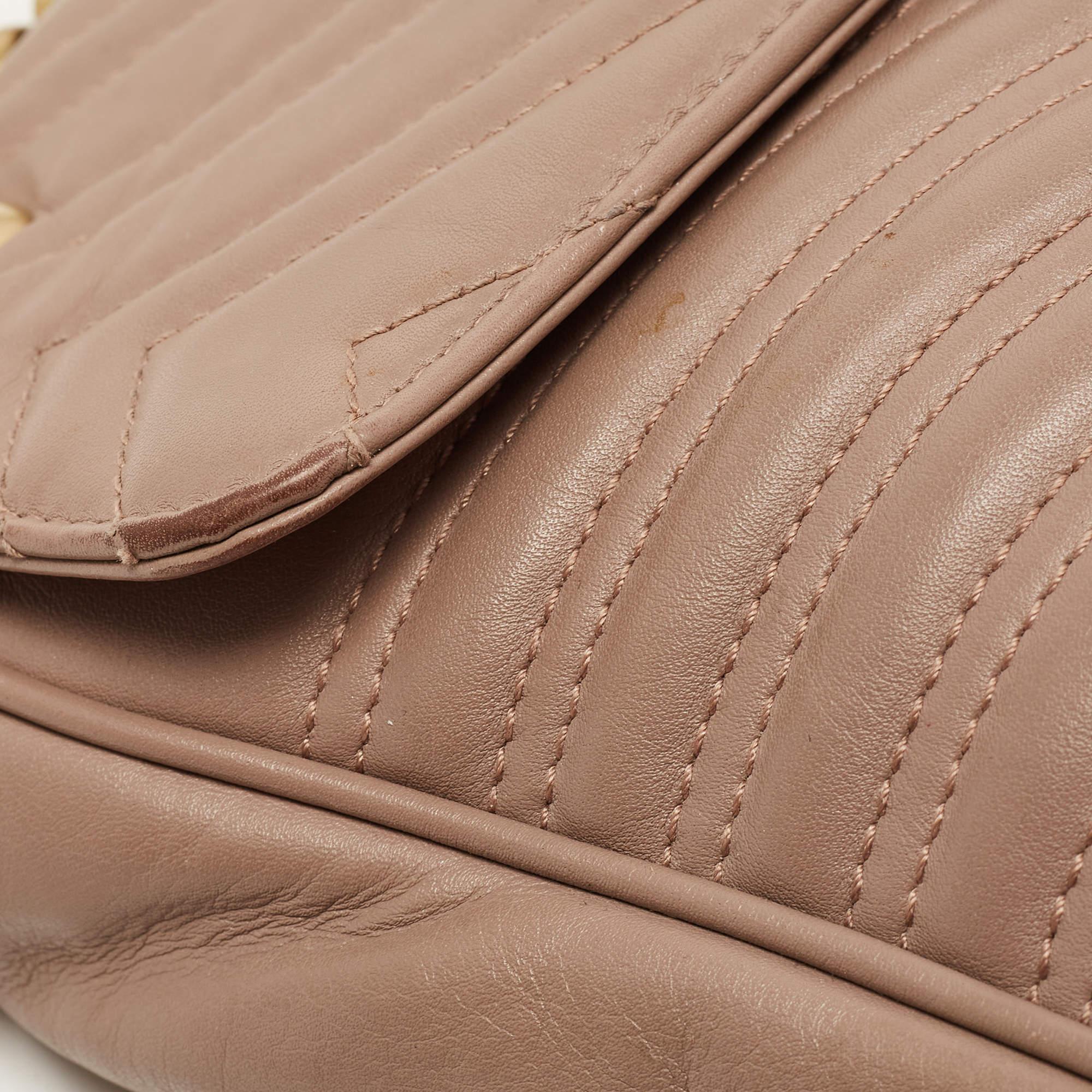 Gucci Beige Matelassé Leather Medium GG Marmont Shoulder Bag 5