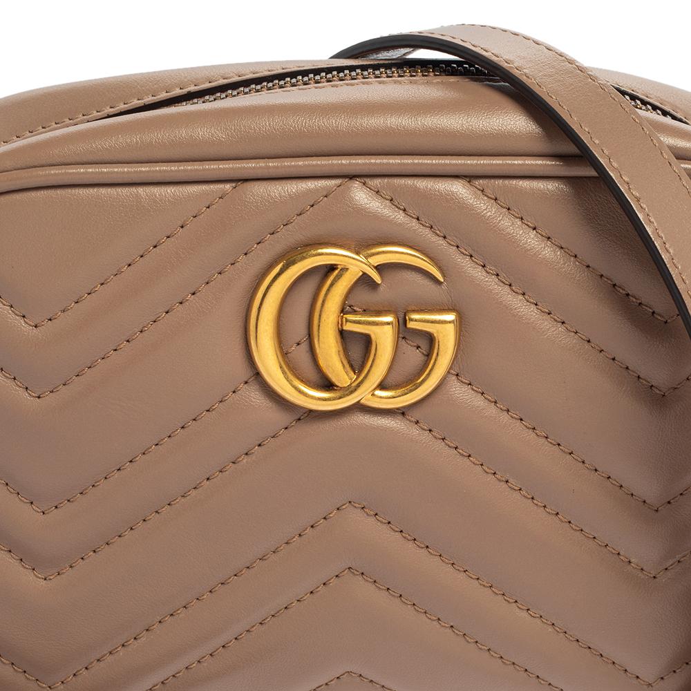Gucci Beige Matelassé Leather Mini GG Marmont Camera Bag 5